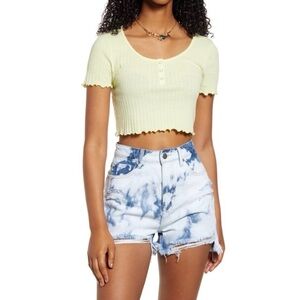 BP. - Women's Pointelle Rib Crop Henley